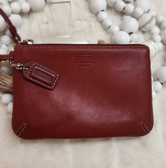 Coach Handbags - Coach Red Leather Wristlet